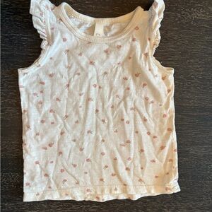 Charming Ruffle Sleeve Floral Tank Top - Cream